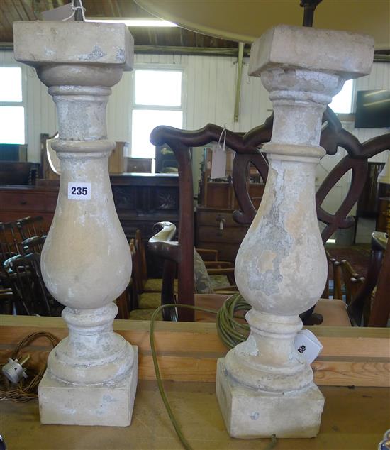 Pair of terracotta table lamps and shades